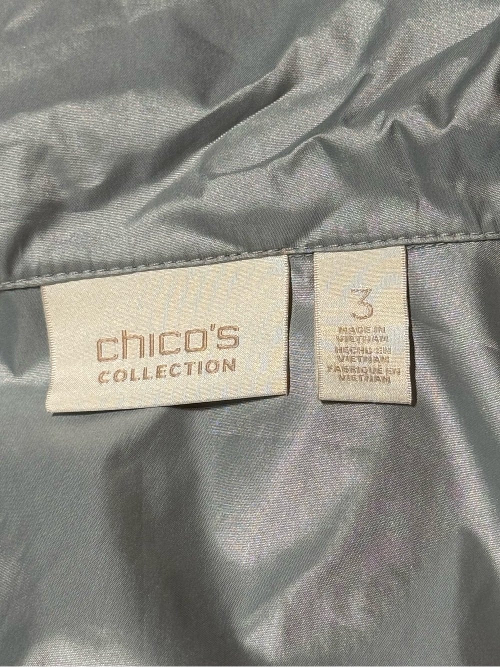 Chico's Collection Silver-Gray Lightweight Travel Rain Jacket Size 3 US 16 / XL - Picture 10 of 12